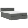 vidaXL Ottoman Bed with Mattress Dark Grey Queen Fabric