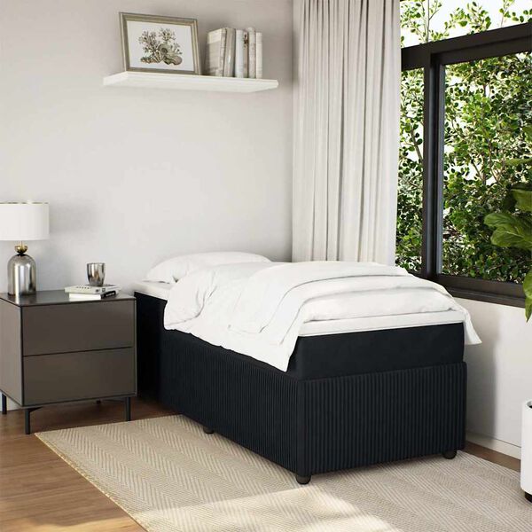 vidaXL Box Spring Bed with Mattress Black King Single Velvet