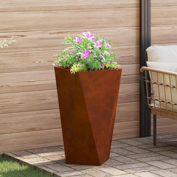 vidaXL Planter 2 pcs Rusty 40 x 40 x 75 cm Weathering Steel