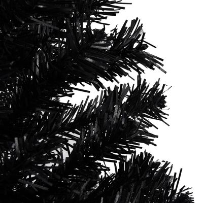 vidaXL Artificial Pre-lit Christmas Tree with Ball Set Black 210 cm PVC