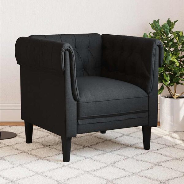 vidaXL Chesterfield Sofa Chair Black Fabric
