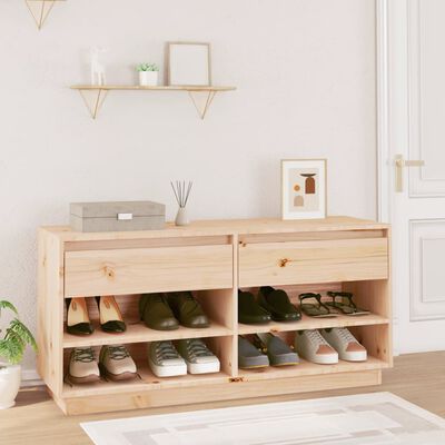 vidaXL Shoe Cabinet 110x34x52 cm Solid Wood Pine