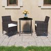vidaXL 3 Piece Garden Bistro Set Poly Rattan and Tempered Glass Brown