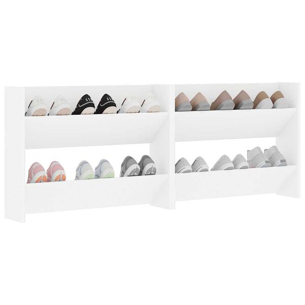vidaXL Wall Shoe Cabinet 2 pcs White 80x18x60 cm Engineered Wood