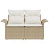vidaXL Garden Sofa with Cushion Beige 141 x 62 x 69cm Poly Rattan