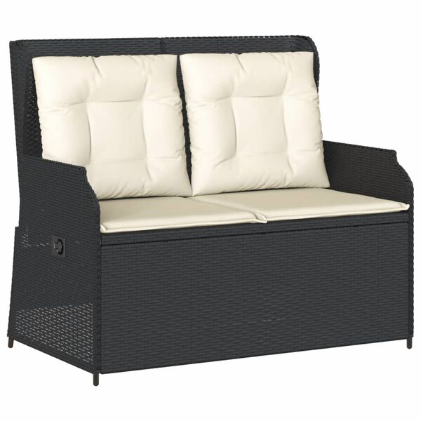 vidaXL 3 Piece Garden Lounge Set with Cushions Black Poly Rattan
