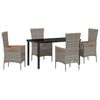 vidaXL Garden Dining Set with Cushion 5 pcs Grey Powder-Coated Steel