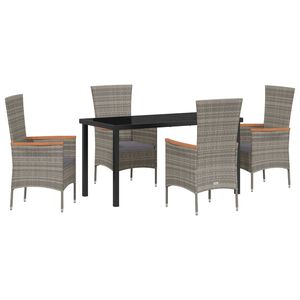 vidaXL Garden Dining Set with Cushion 5 pcs Grey Powder-Coated Steel