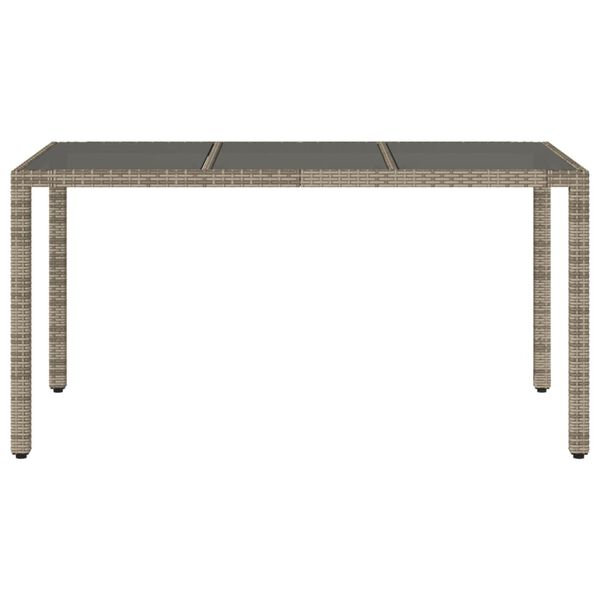 vidaXL Garden Table 150x90x75 cm Tempered Glass and Poly Rattan Grey