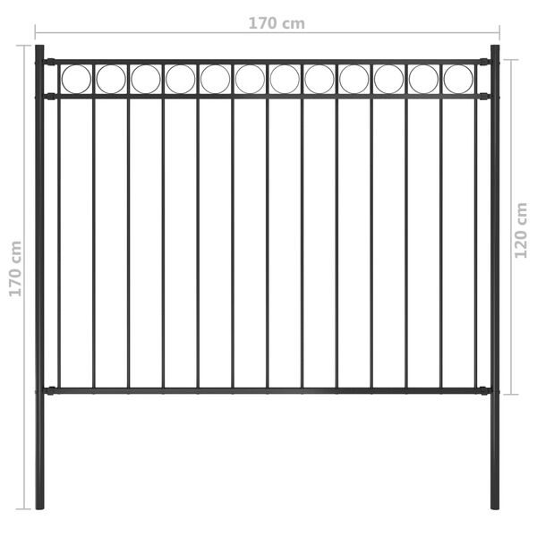 vidaXL Garden Fence Steel 1.81x1.2 m Black