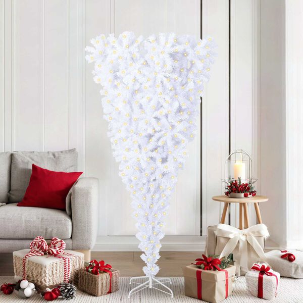 vidaXL Artificial Christmas Tree with Stand White 180 cm PVC and Steel