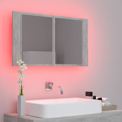 vidaXL LED Bathroom Mirror Cabinet Concrete Grey 80x12x45 cm Acrylic