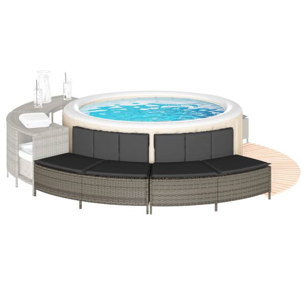 vidaXL Hot Tub Benches with Cushions 2 pcs Grey Poly Rattan