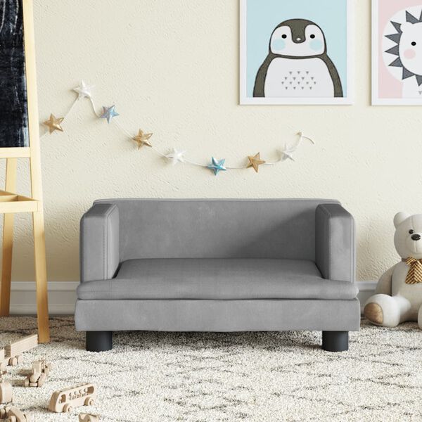 vidaXL Kids Sofa Light Grey 60x40x30 cm Velvet