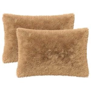 vidaXL Cushion with Pillow HEERLEN 2 pcs Taupe PV Fleece