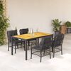 vidaXL 5 Piece Garden Dining Set with Cushions Black Poly Rattan