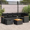 vidaXL 7 Piece Garden Sofa Set with Cushions Black Poly Rattan