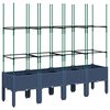 vidaXL Garden Planter with Trellis Blue Grey 160x40x142,5 cm PP