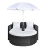 vidaXL Garden Bed with Parasol Black Poly Rattan