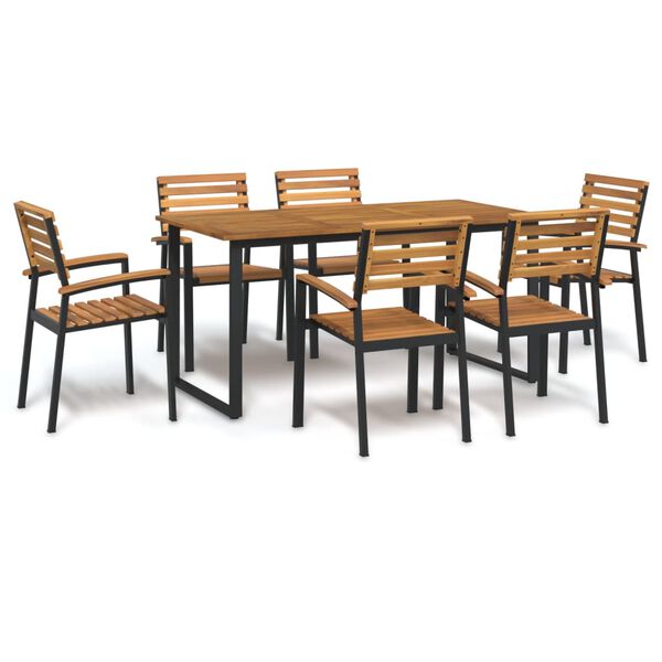 vidaXL 7 Piece Garden Dining Set Solid Wood Acacia and Metal