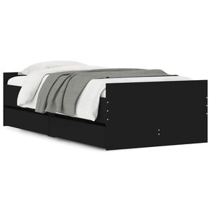vidaXL Bed Frame with Drawers without Mattress Black 90x190 cm