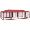 vidaXL Party Tent with 12 Mesh Sidewalls Red 8x4 m HDPE