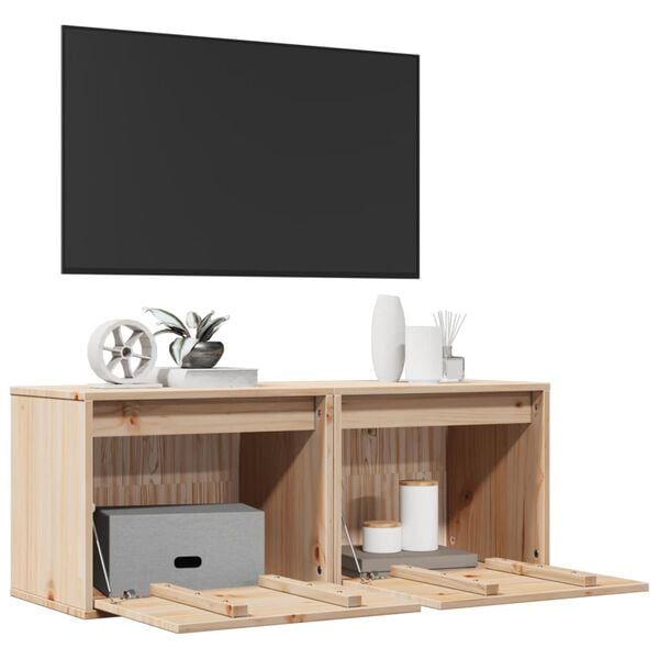 vidaXL Wall Cabinets 2 pcs 45x30x35 cm Solid Pinewood