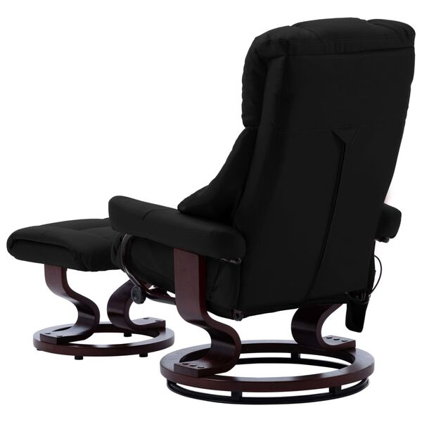 vidaXL Massage Reclining Chair Black Faux Leather and Bentwood