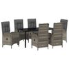 vidaXL Garden Dining Set with Cushion 7 pcs Grey Poly Rattan