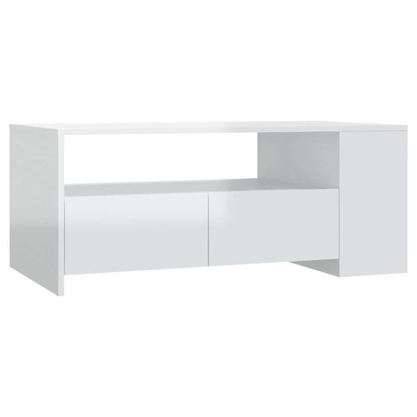 vidaXL Coffee Table High Gloss White 102x55x42 cm Engineered Wood