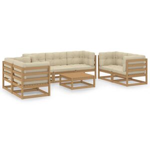 vidaXL 8 Piece Garden Lounge Set with Cushions Solid Pinewood