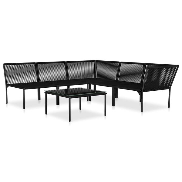 vidaXL 6 Piece Garden Lounge Set with Cushions Black PVC