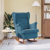 vidaXL Rocking Chair Wingback Blue Velvet and Solid Wood