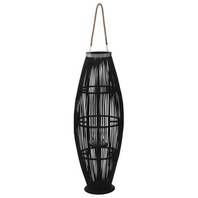 vidaXL Hanging Candle Lantern Holder Bamboo Black 95 cm