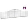 vidaXL Arched Gabion Baskets 4 pcs 300x30x60/80 cm Galvanised Iron