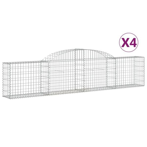 vidaXL Arched Gabion Baskets 4 pcs 300x30x60/80 cm Galvanised Iron