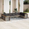 vidaXL 10 Piece Garden Sofa Set with Cushions Grey Poly Rattan