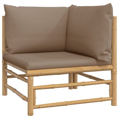 vidaXL Garden Corner Sofas with Taupe Cushions 2 pcs Bamboo