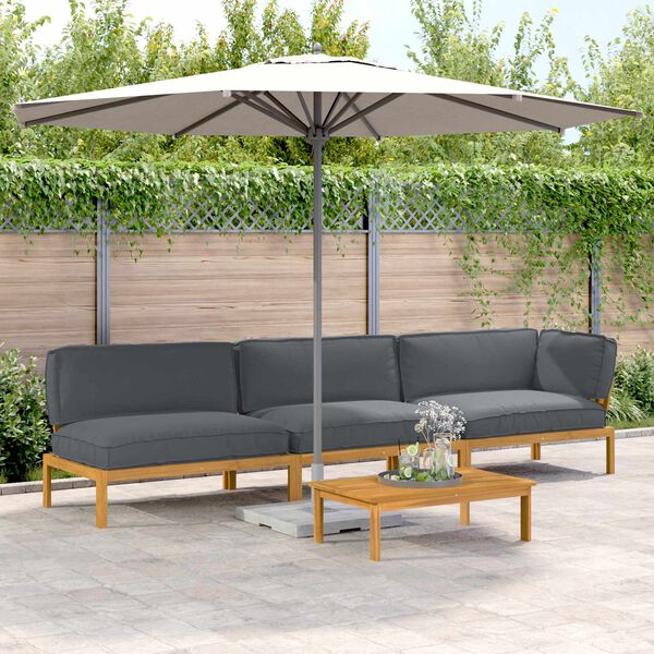 vidaXL Sofa Set with Cushion Plain 4 pcs Anthracite Solid Acacia Wood