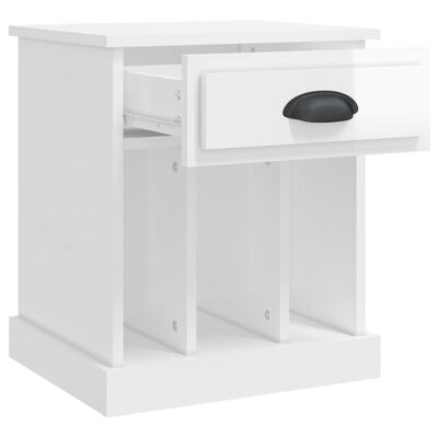 vidaXL Bedside Cabinet High Gloss White 43x36x50 cm