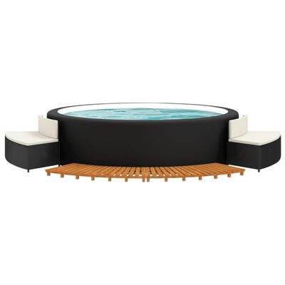 vidaXL Hot Tub Surround Black Poly Rattan and Solid Wood Acacia