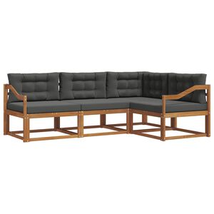 vidaXL Outdoor Sofa Set with Cushion 4 pcs Natural and Anthracite