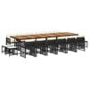 vidaXL 17 Piece Garden Dining Set with Cushions Black Poly Rattan