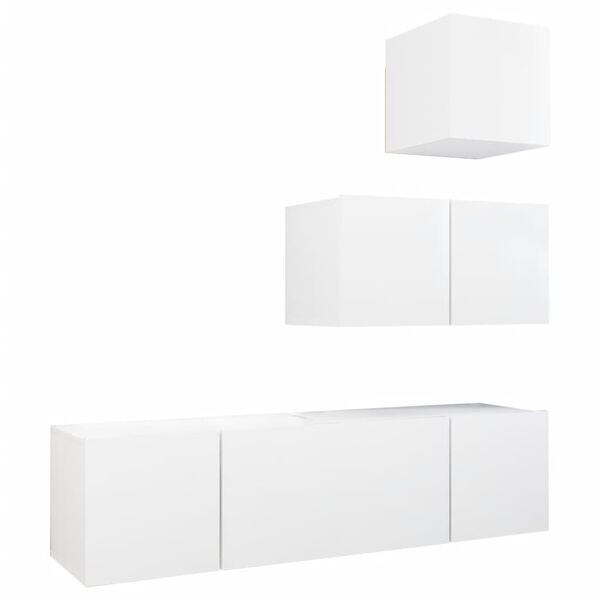 vidaXL 4 Piece TV Cabinet Set White Engineered Wood