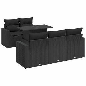vidaXL 6 Piece Garden Sofa Set with Cushions Black Poly Rattan