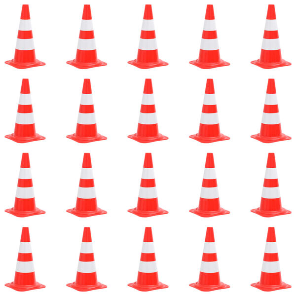 vidaXL Reflective Traffic Cones 20 pcs Red and White 50 cm