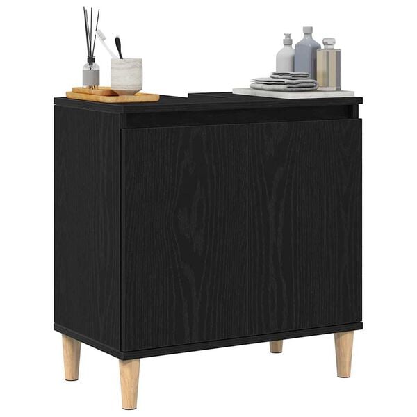 vidaXL Bathroom Sink Cabinet Black Oak 58 x 33 x 60 cm Engineered Wood
