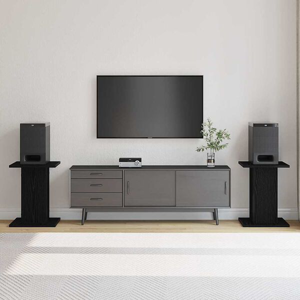 vidaXL Speaker Stands 2 pcs Black Oak 30 x 30 x 40 cm Engineered Wood