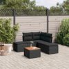vidaXL 6 Piece Garden Sofa Set with Cushions Black Poly Rattan