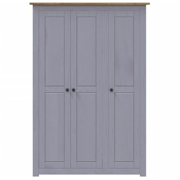 vidaXL 3-Door Wardrobe Grey 118x50x171.5 cm Pine Panama Range